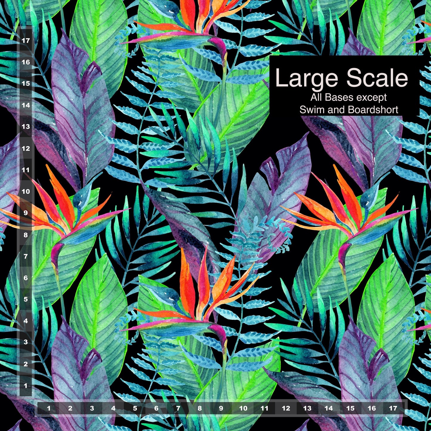 Boardshort: Bird of Paradise (18" Precut)