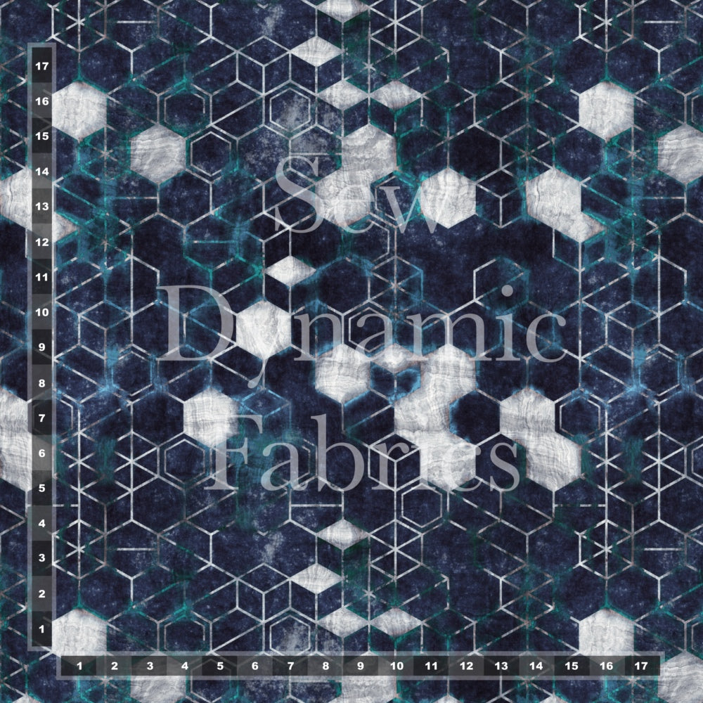 Flawed Panama Recycled Canvas: Grungy Hexagons