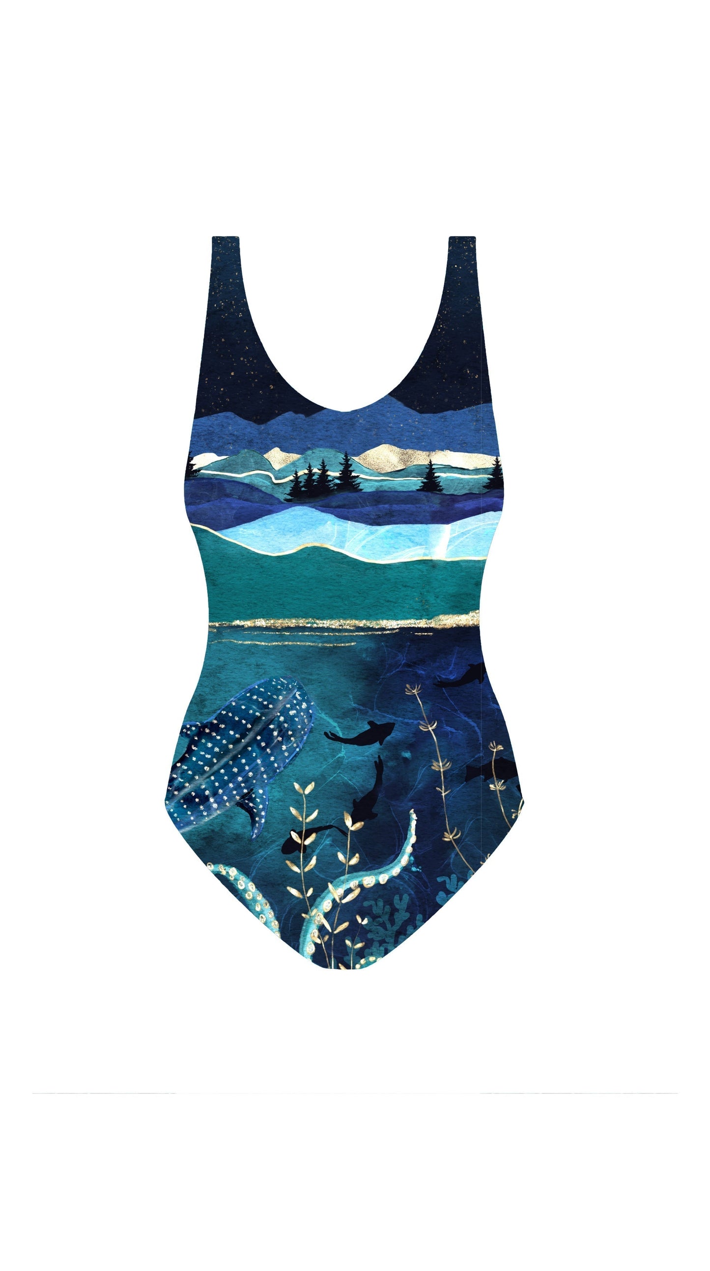 Swim Nylon: Ocean Border Panel (grainline)
