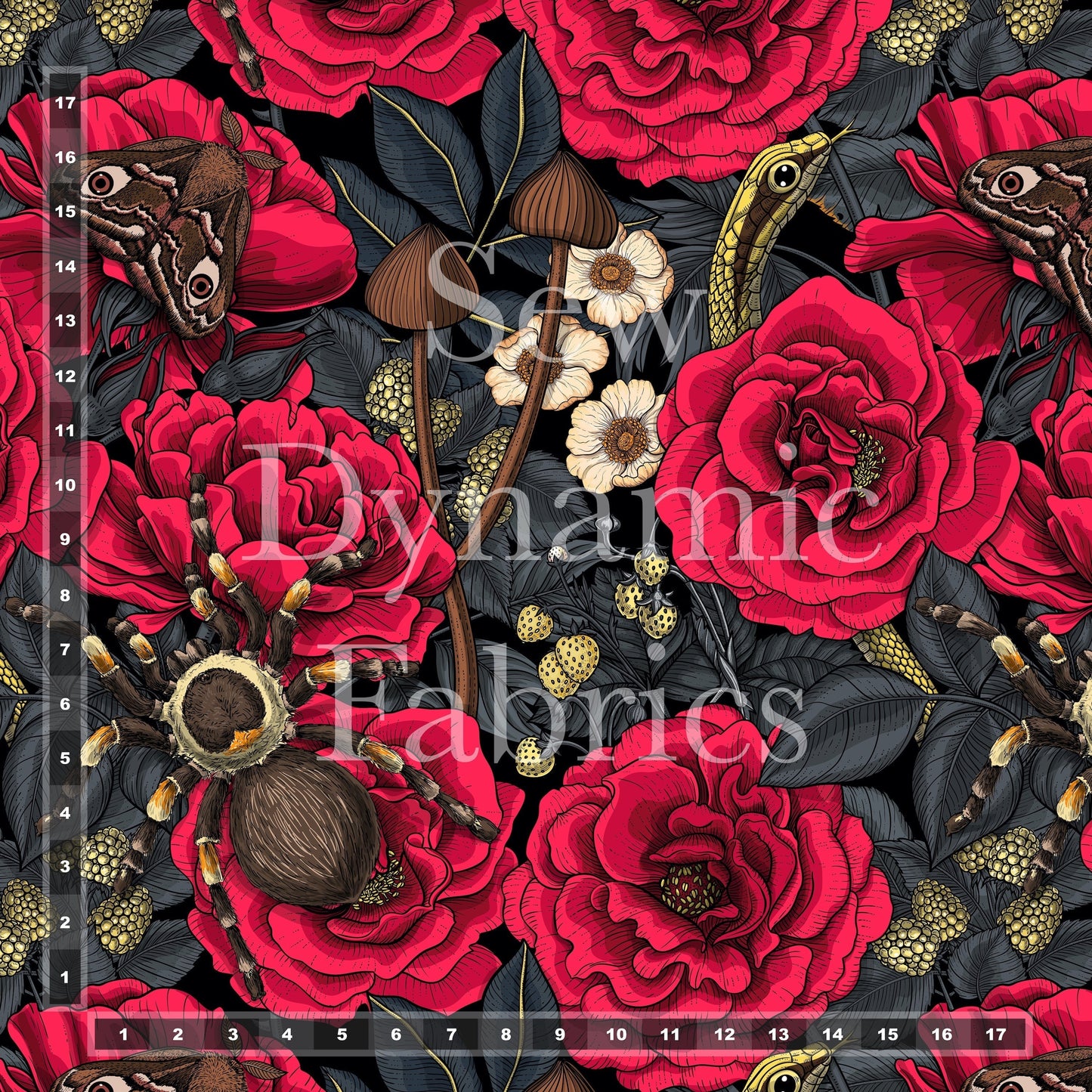 Athletic French Terry: Floral Tarantulas