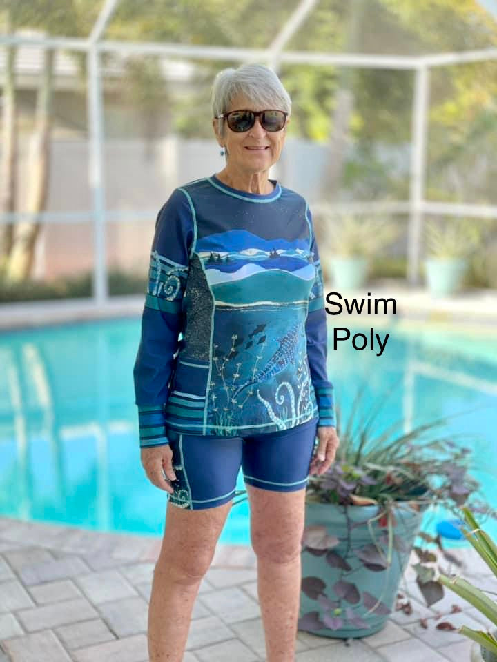 Swim Nylon: Ocean Border Panel (grainline)