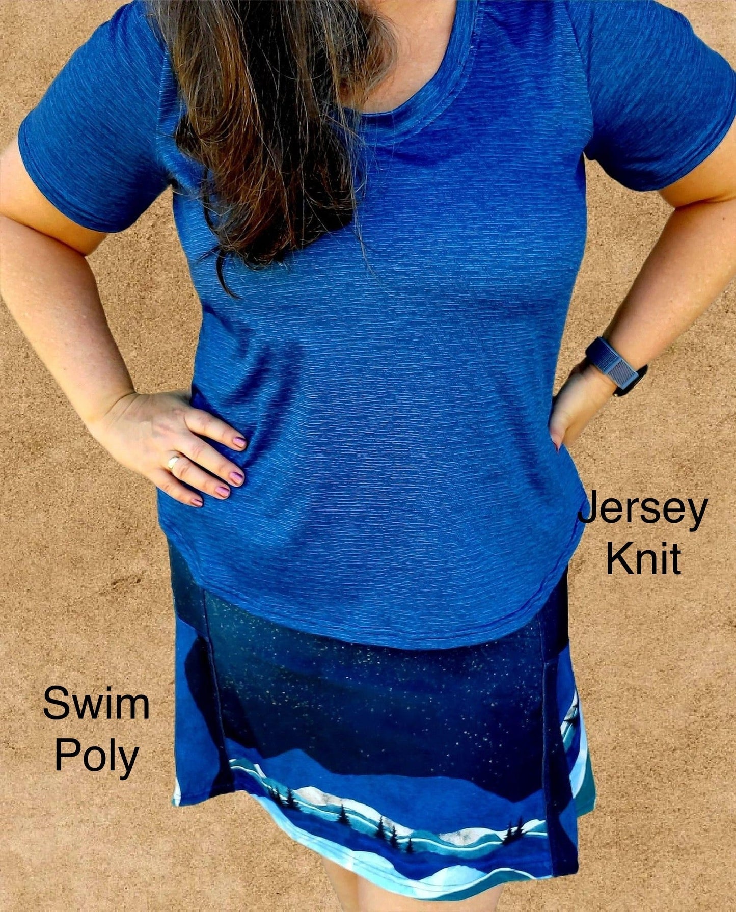 Swim Nylon: Ocean Border Panel (grainline)