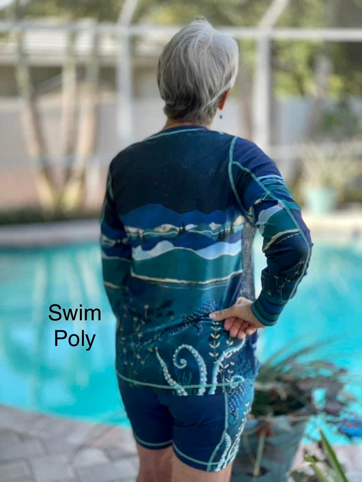 Swim Nylon: Ocean Border Panel (grainline)