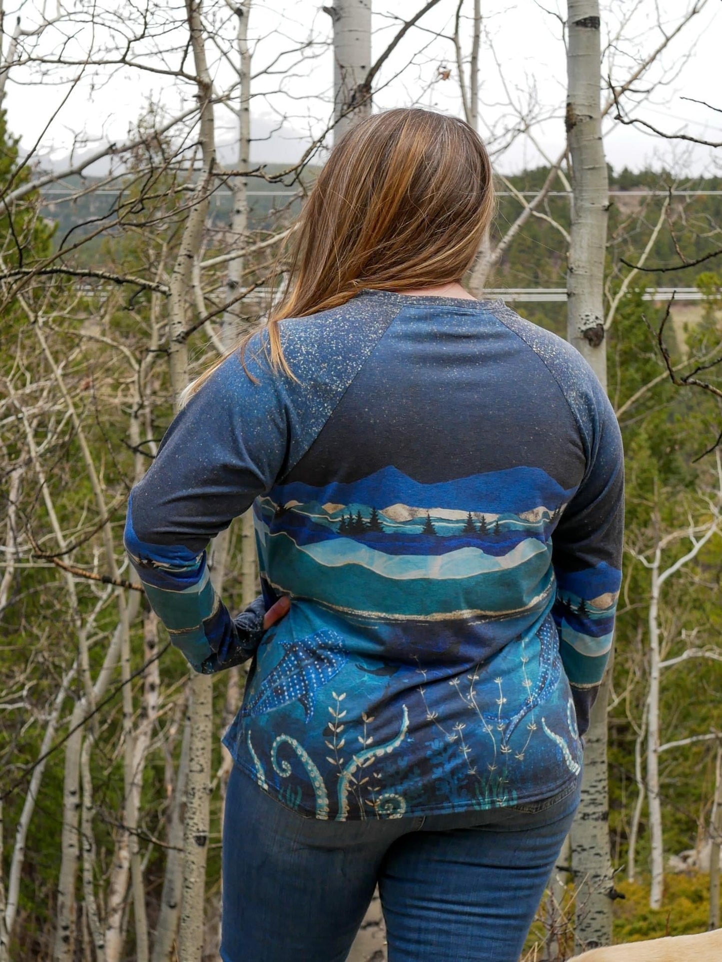 Swim Nylon: Ocean Border Panel (grainline)