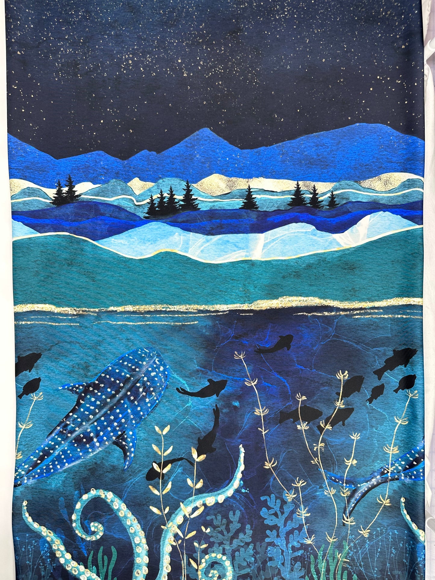 Swim Nylon: Ocean Border Panel (grainline)