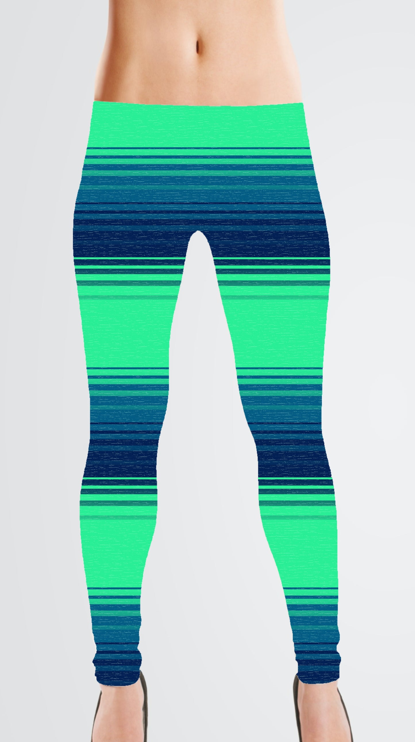 Jersey Knit: Green/Blue Stripes