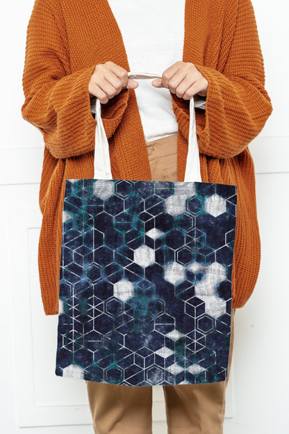 Recycled Panama Canvas: Grungy Hexagons