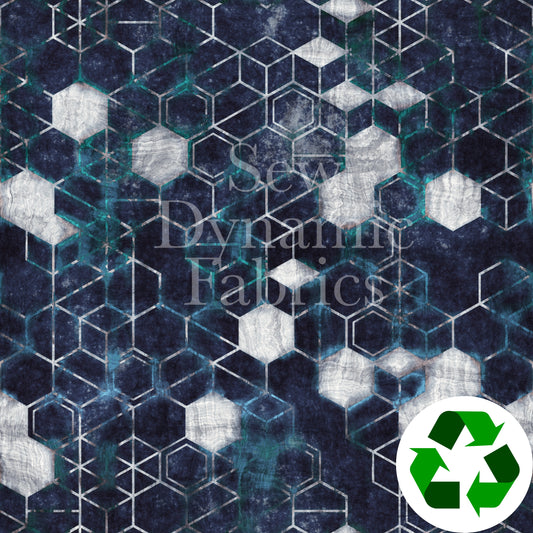 Recycled Panama Canvas: Grungy Hexagons