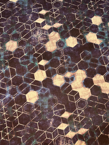 Recycled Panama Canvas: Grungy Hexagons