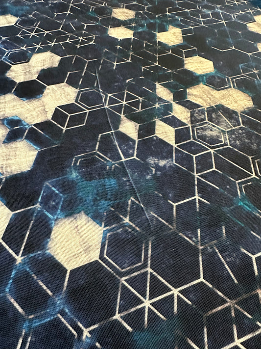 Flawed Panama Recycled Canvas: Grungy Hexagons