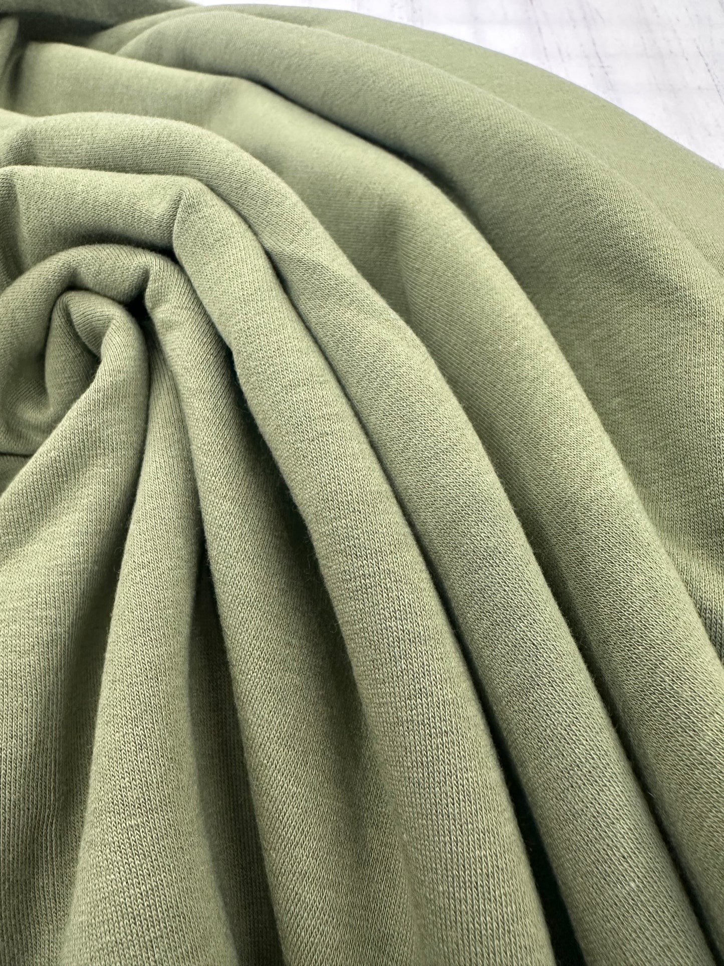 Modal/Cotton/Spandex Brushed French Terry: Deep Lichen Green