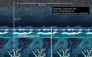 Swim Nylon: Ocean Border Panel (grainline)