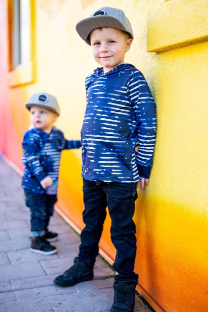 Athletic French Terry: Linear Space Stripes