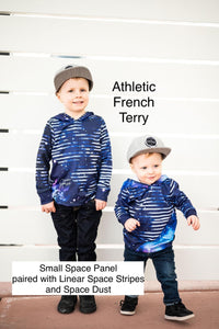 Athletic French Terry: Linear Space Stripes