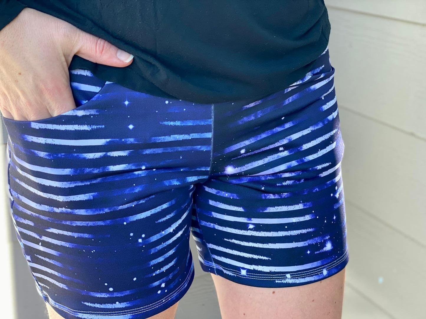 Athletic French Terry: Linear Space Stripes