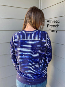 Athletic French Terry: Linear Space Stripes