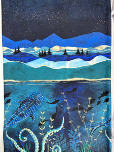 Athletic French Terry: Ocean Border Panel (grainline)
