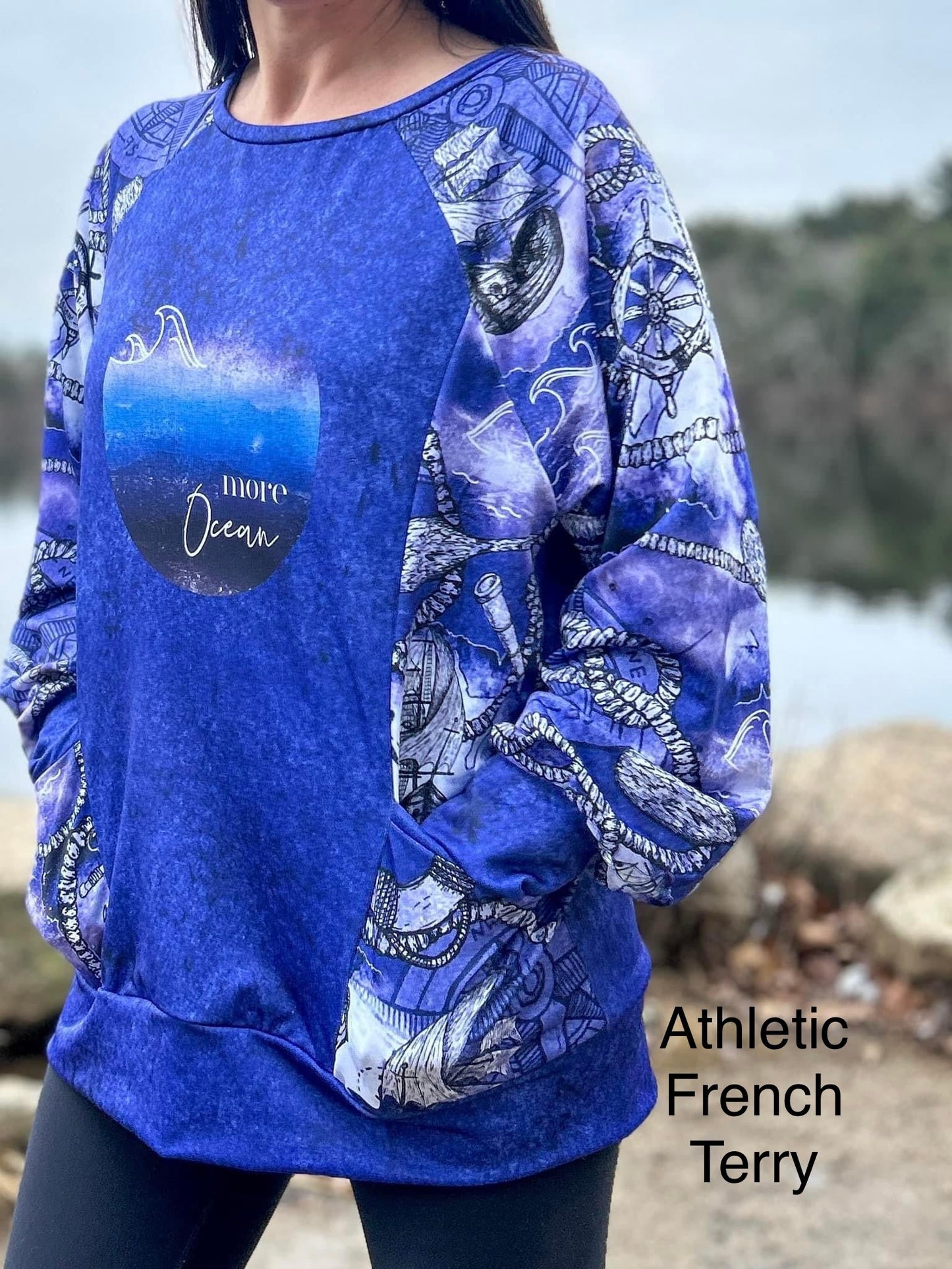Athletic French Terry: Ocean Panel