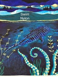 Swim Nylon: Ocean Border Panel (grainline)