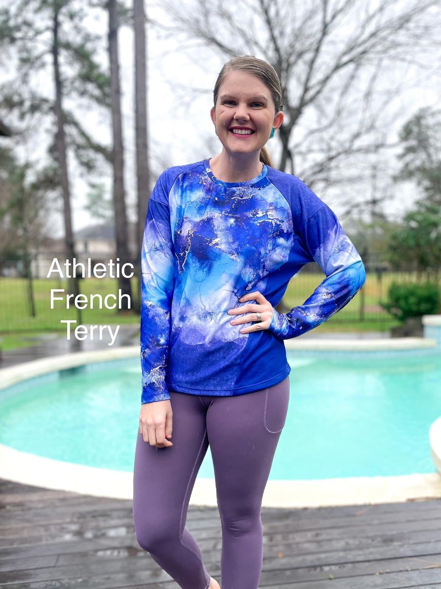 Athletic French Terry: Ocean Border