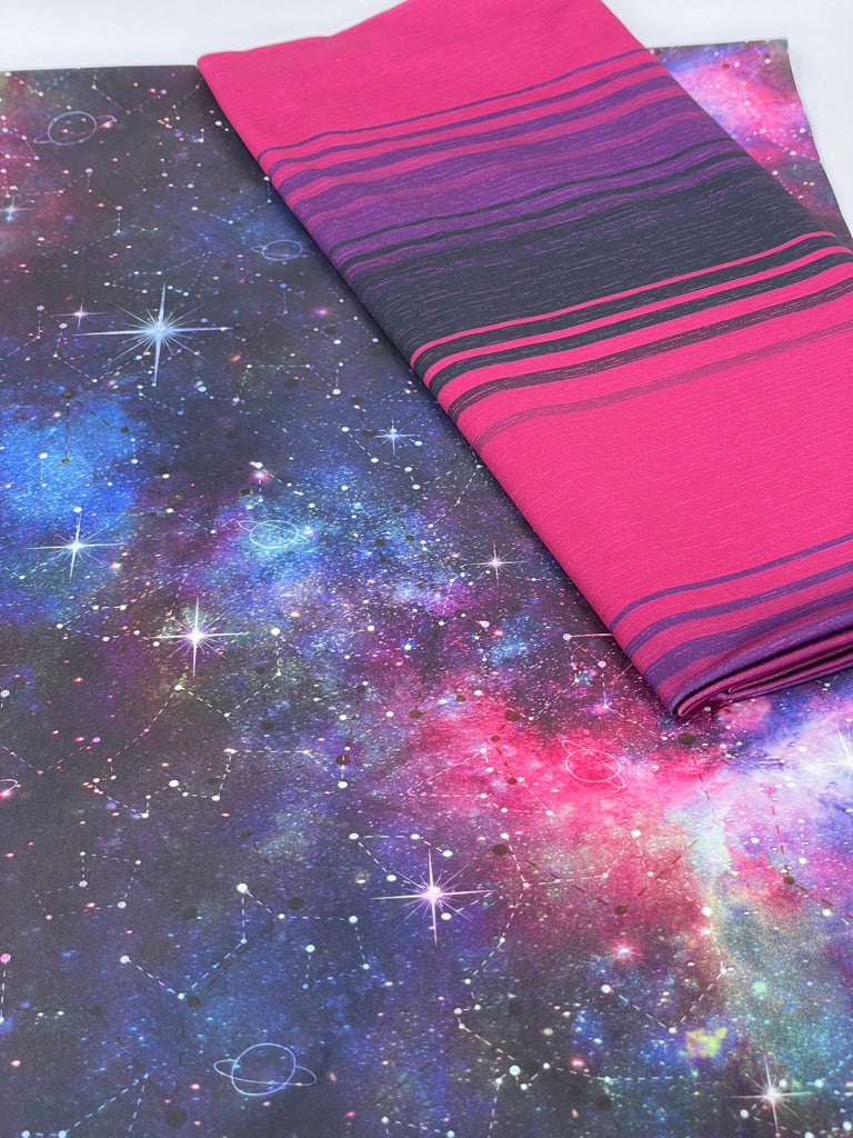 Brushed Jersey: Pink/Purple Stripes (Remnant: 35")