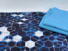 Charger l&#39;image dans la galerie, Brushed Jersey: Blue Hexagons