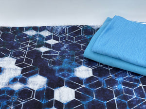 Brushed Jersey: Blue Hexagons