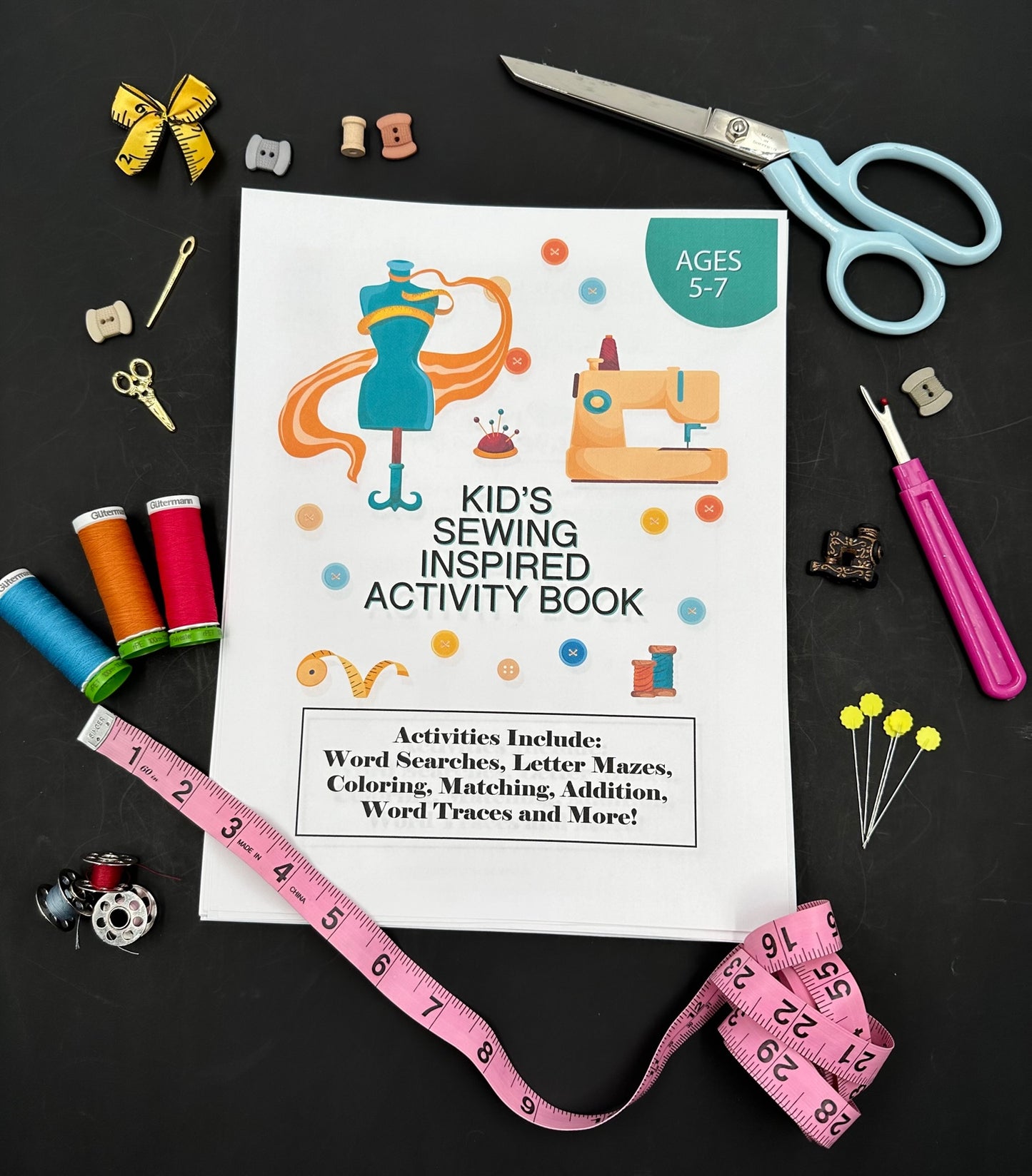 Kids' Sewing Inspired Activity Book