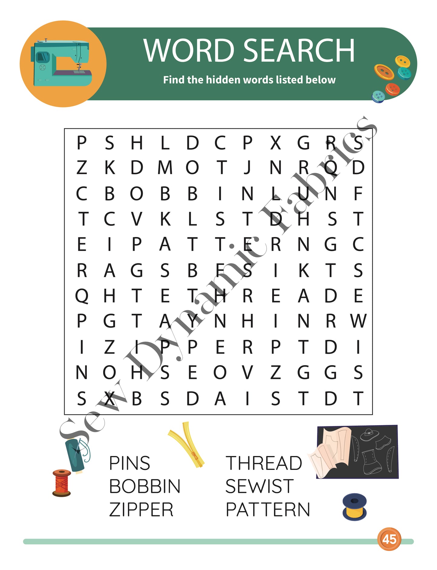 Kids' Sewing Inspired Activity Book