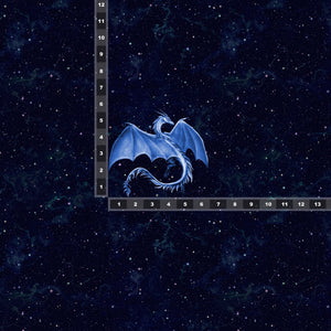 Brushed Jersey:  Small Blue Dragon Panel (Fat Half)