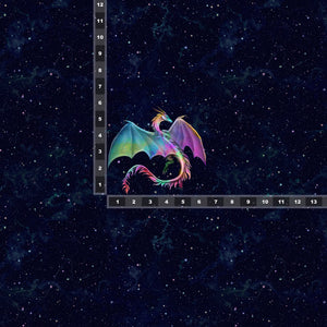 Brushed Jersey:  Small Colorful Dragon Panel (Fat Half)