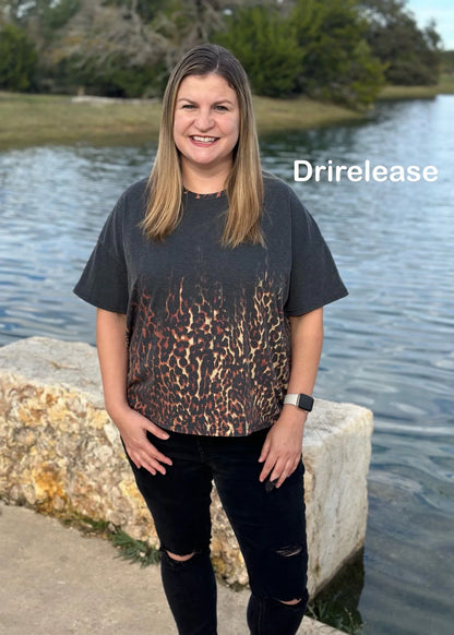 Brushed Jersey: Falling Leopard Border 1.5 Yard Panel (Flaw: small hole)