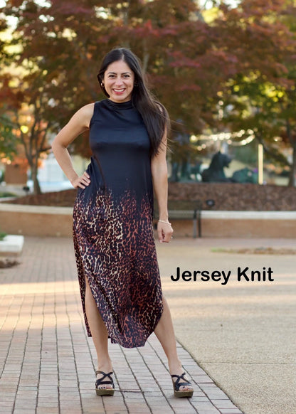 Brushed Jersey: Falling Leopard Border 1.5 Yard Panel (Flaw: small hole)