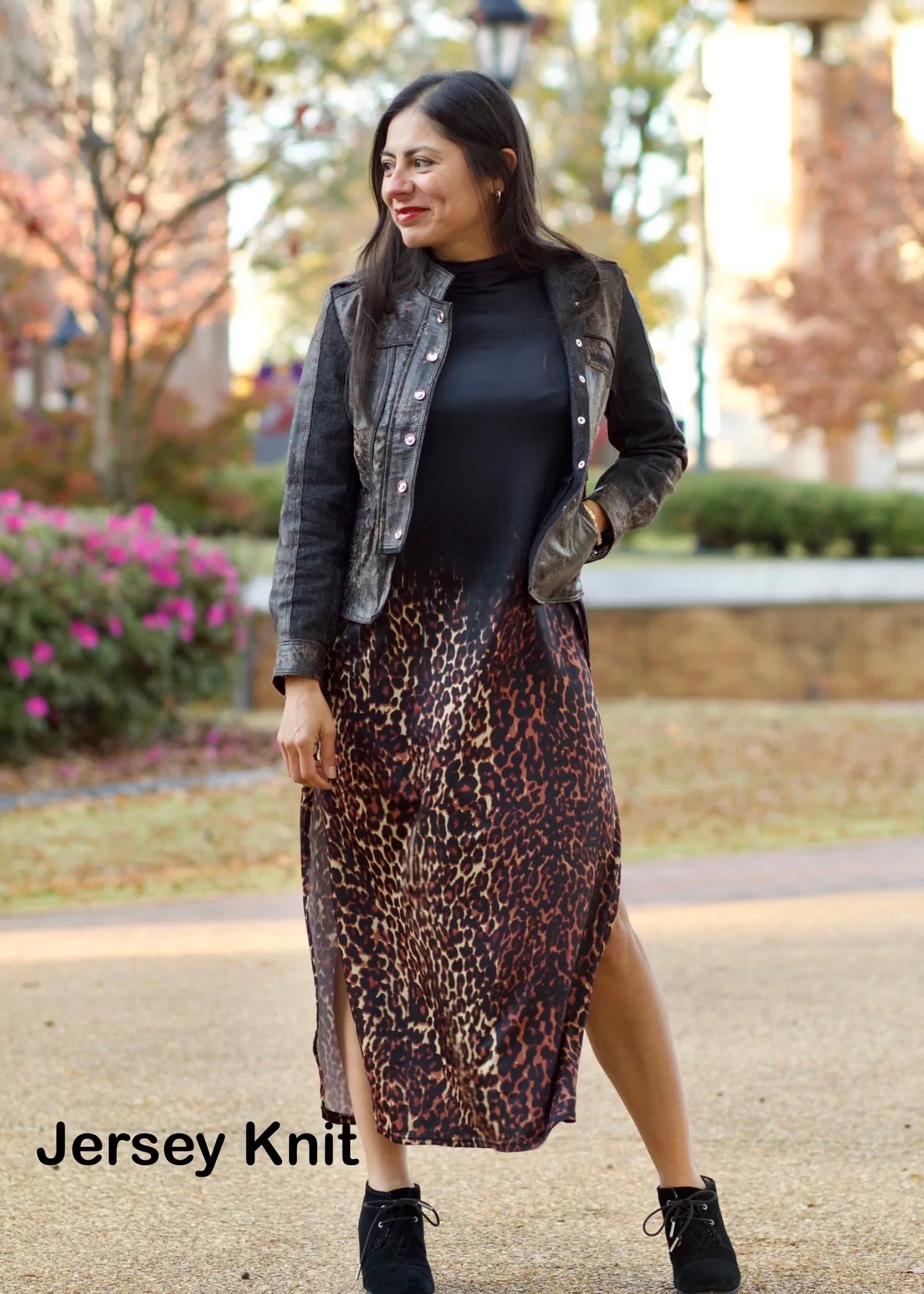 Brushed Jersey: Falling Leopard Border 1.5 Yard Panel (Flaw: small hole)