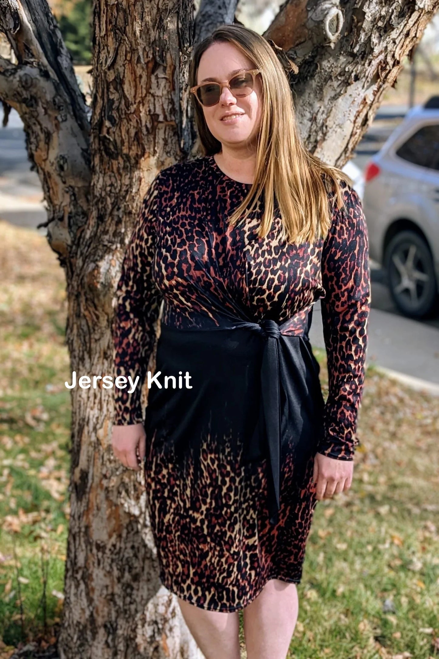 Brushed Jersey: Falling Leopard Border 1.5 Yard Panel (Flaw: small hole)