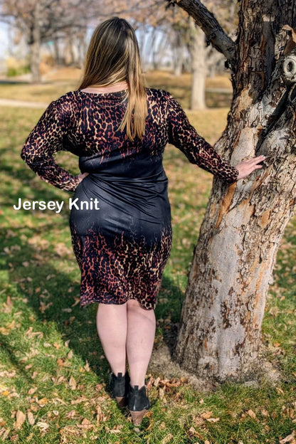 Brushed Jersey: Falling Leopard Border 1.5 Yard Panel (Flaw: small hole)