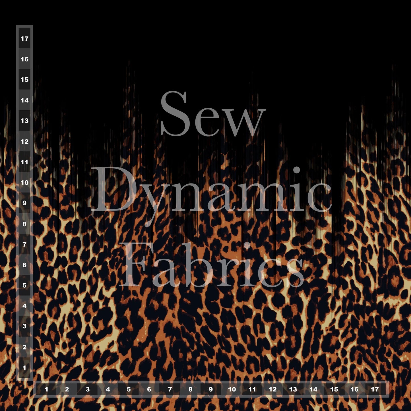 Brushed Jersey: Falling Leopard Border 1.5 Yard Panel (Flaw: small hole)