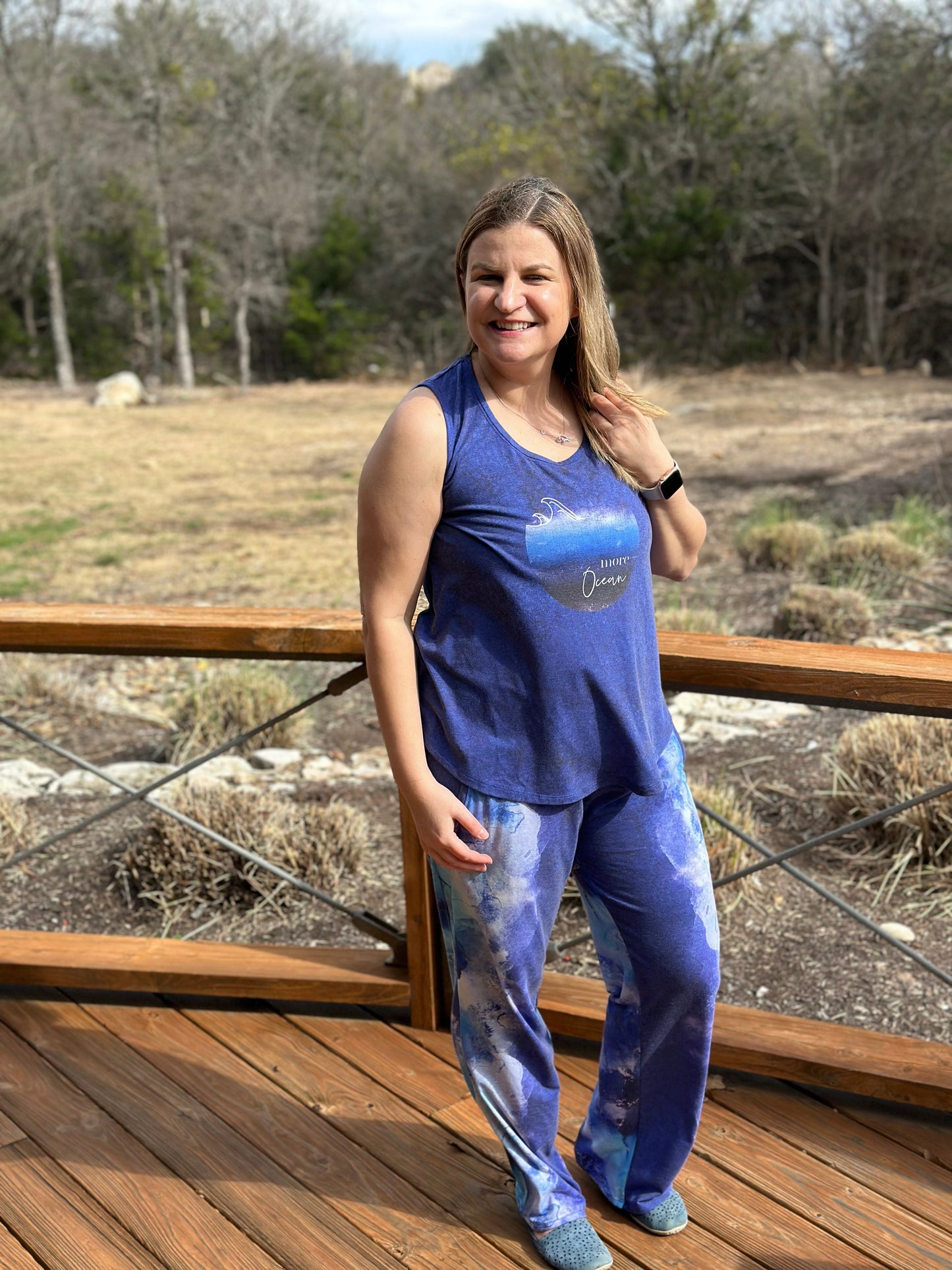 Brushed Jersey: Ocean Border