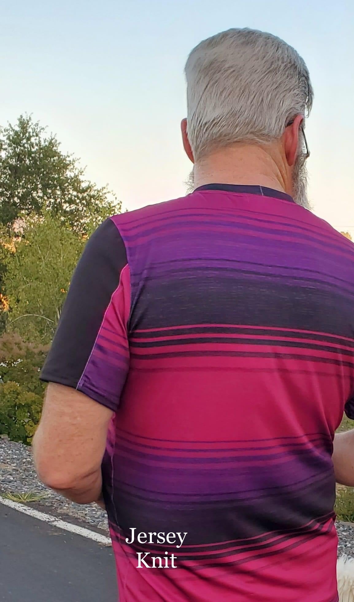 Brushed Jersey: Pink/Purple Stripes (Remnant: 35")