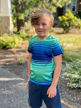 Charger l&#39;image dans la galerie, Jersey Knit: Green/Blue Stripes
