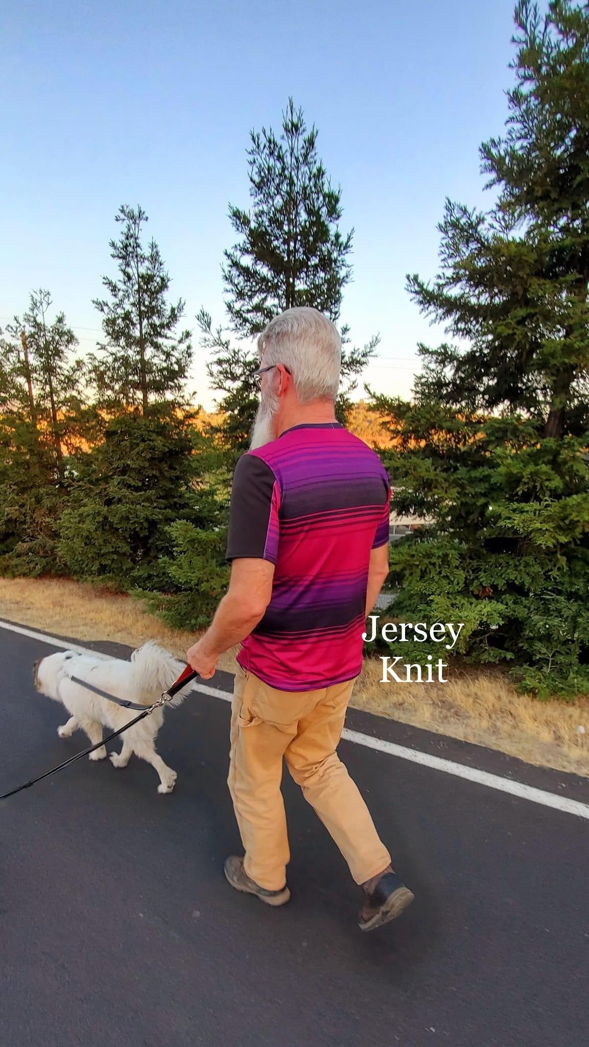 Brushed Jersey: Pink/Purple Stripes (Remnant: 35")