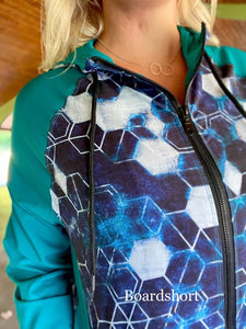 Brushed Jersey: Blue Hexagons