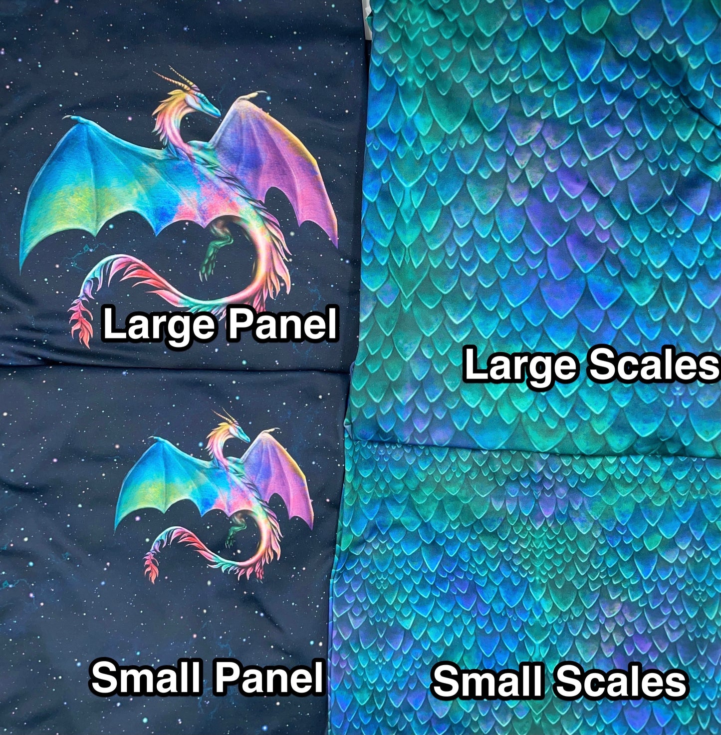 Brushed Jersey:  Small Colorful Dragon Panel (Fat Half)