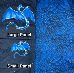 Brushed Jersey:  Small Blue Dragon Panel (Fat Half)
