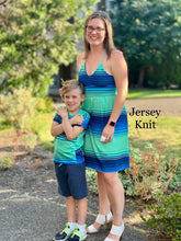 Charger l&#39;image dans la galerie, Jersey Knit: Green/Blue Stripes