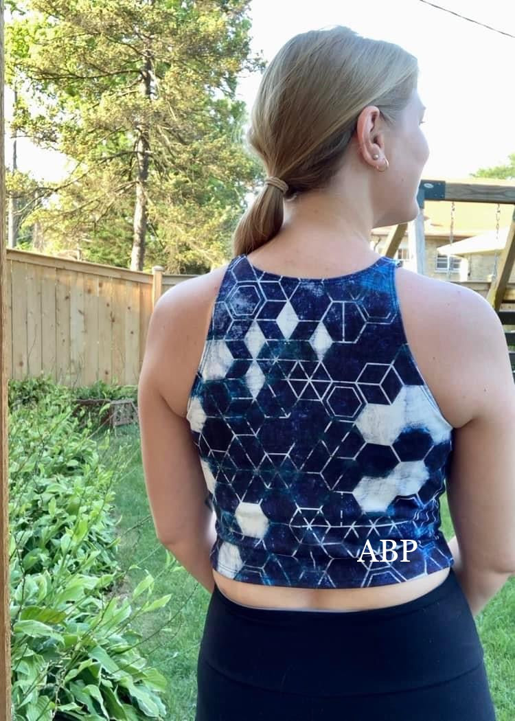 Brushed Jersey: Blue Hexagons